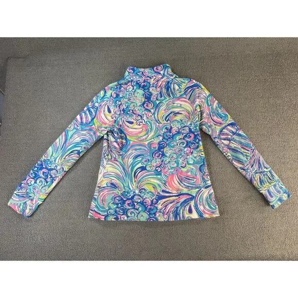 Lilly Pulitzer Skipper Popover Top Quarter Zip Womens Size Small Resort Coastal - Picture 2 of 9